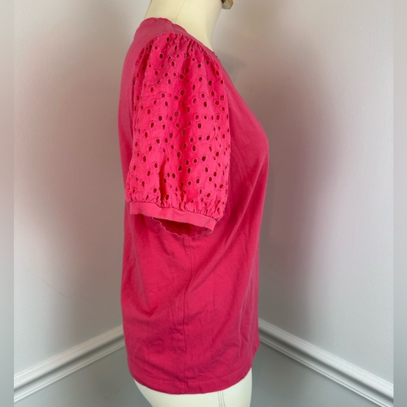 TOMMY HILFIGER Pink Eyelet Sleeves Top | Size Medium - Picture 7 of 10